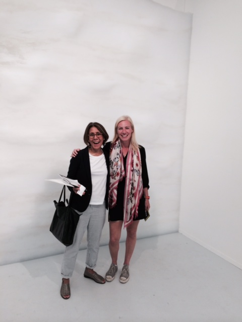 Terry Acebo Davis and Elizabeth Sullivan, in front of a Tara Donovan masterpiece, at Pace Gallery, Menlo Park, May, 2104