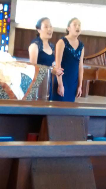 Natalie Hong, a Gunn grad off to major in Engineering but minor in music, at Carnegie Mellon, and sister Nicole, at her Senior Recital, Palo Alto, July 19, 2014