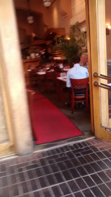 Three Palo Alto council members, Marc Berman (back to us), Larry Klein and  Liz Knizz (obscured) toe the line on Ralph Brown Act, Wednesday, August 27, 2014 at University Cafe in Palo Alto, and I wonder if they were as disciplined regarding the excellent pastries, the croissant I can personally endorse, as well as the fresh squeezed.