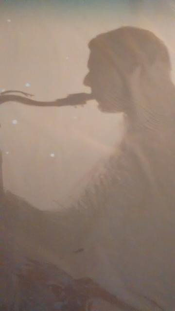 This is a monotype of a MAN playing sax by Nathan Oliveira, I saw somewhere and snapped a shot of, but not within a mile or so of Stanford Jazz Workshop 2014.