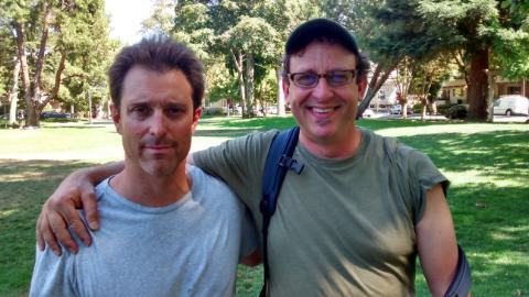 My Gunn classmate Richard Freed and I spent a considerable amount of the 1980s and 1990s hanging Paly- and Frisco-style, but no so much in recent years; we chanced into each other at Johnson Park the other day. 