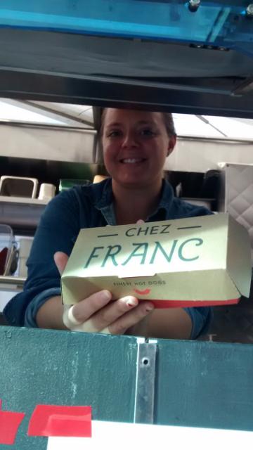 Jacquetta Lannan, Chez Franc mobile, at Mitchell Center grand opening, December, 2014