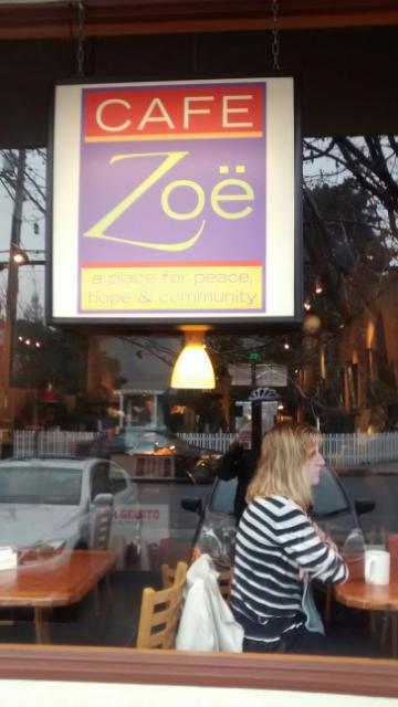 Cafe Zoe in Menlo Park, about 8 hours before load-in, or as I like to say "Keep calm and jerry han- on"
