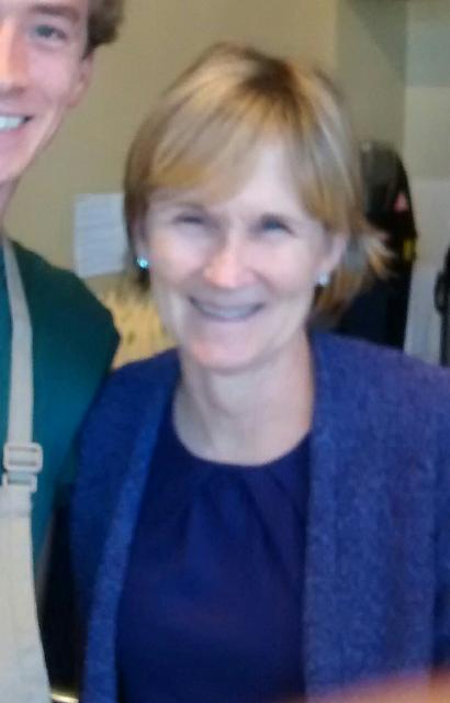 Ada's Cafe spearhead Ms. Kathleen Hughes in rosier days: she is home nursing a virus today