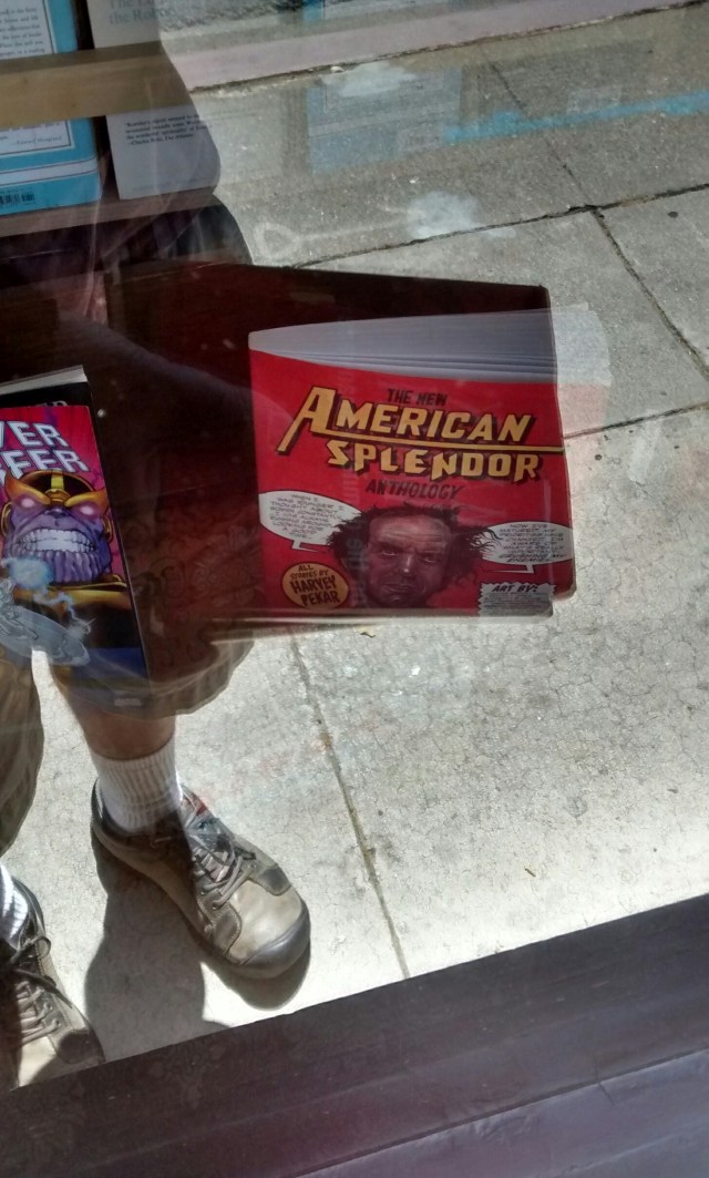 American splendor self portrait by of Weiss in Feldman's window, but reflecting on Harvey Pekar, 1954-2008