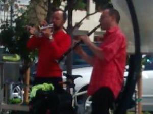 Ben Goldberg clarinet with Taylor Ho Bynum trumpet, at Earthwise Productions of Palo Alto, fall 2014